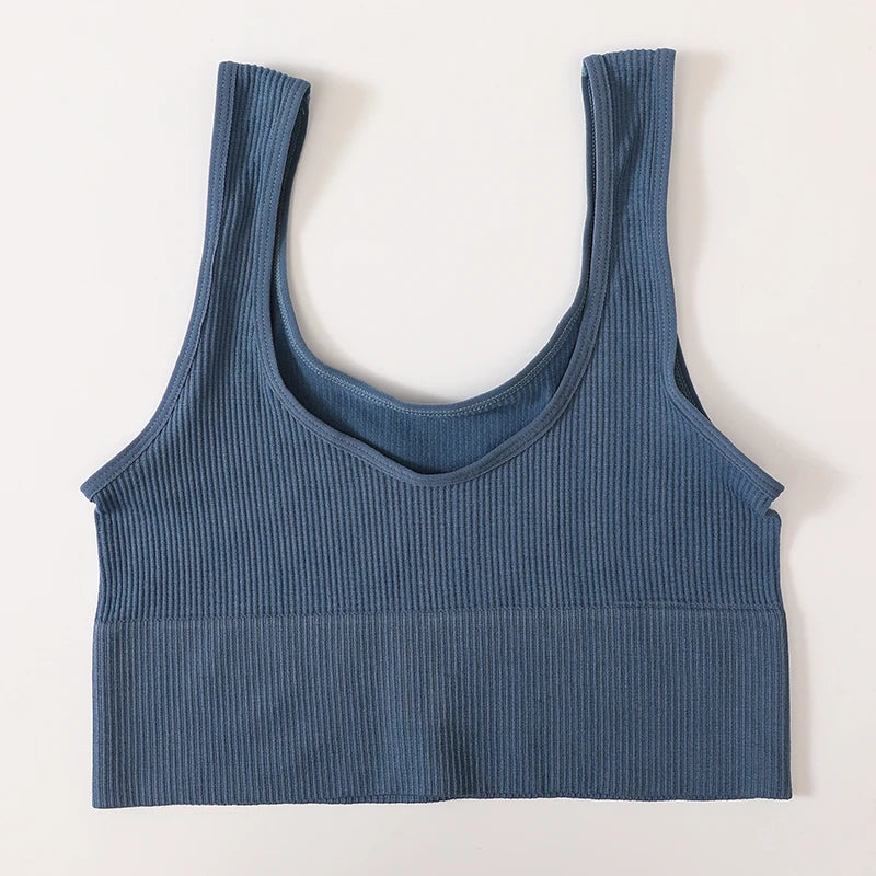 Women Crop Top Seamless Underwear Ribbed Bralette O Neck Bra Tops Female Bra Crop Top Fashion Tanks Top Streetwear Camisole