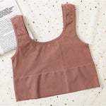 Seamless Women Lingerie Set Rib Bralette Sports Crop Top High Waist Briefs Panties Light Support Bra Sexy Underwear Set