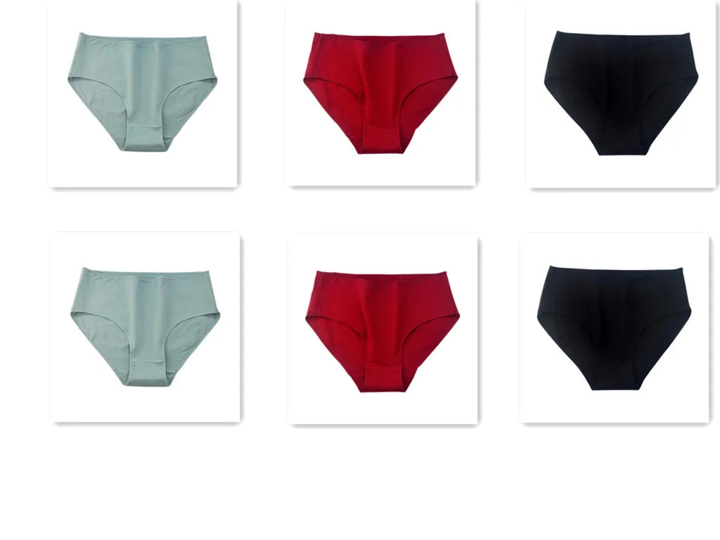 6Pcs/Set Women High Waist Cotton Briefs Breathable Panties Seamless Edge Comfort Underwear Solid Color Soft M-2XL Intimates