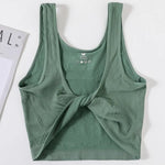 Women Rib Crop Top Seamless Tank Tops Sexy Underwear Deep V Streetwear Cropped Tee Summer Deep V Sports Camisole