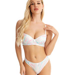 Rainbow Print Bra Women Underwear 2-pieces Suit Push Up Bralette Steel Ring Shockproof Brassiere With Briefs Lingerie Set