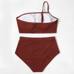 ZTVitality Ribbed Shiny One Shoulder Sexy Bikini 20225 New Arrival Padded Bra High Waist Swimsuit Beachwear Solid Swimwear Women