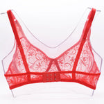 Womens Ultra-thin See Through Bras For Men Mesh Seamless Bralette Embroidery Sexy Lingerie Plus Size Brassiere