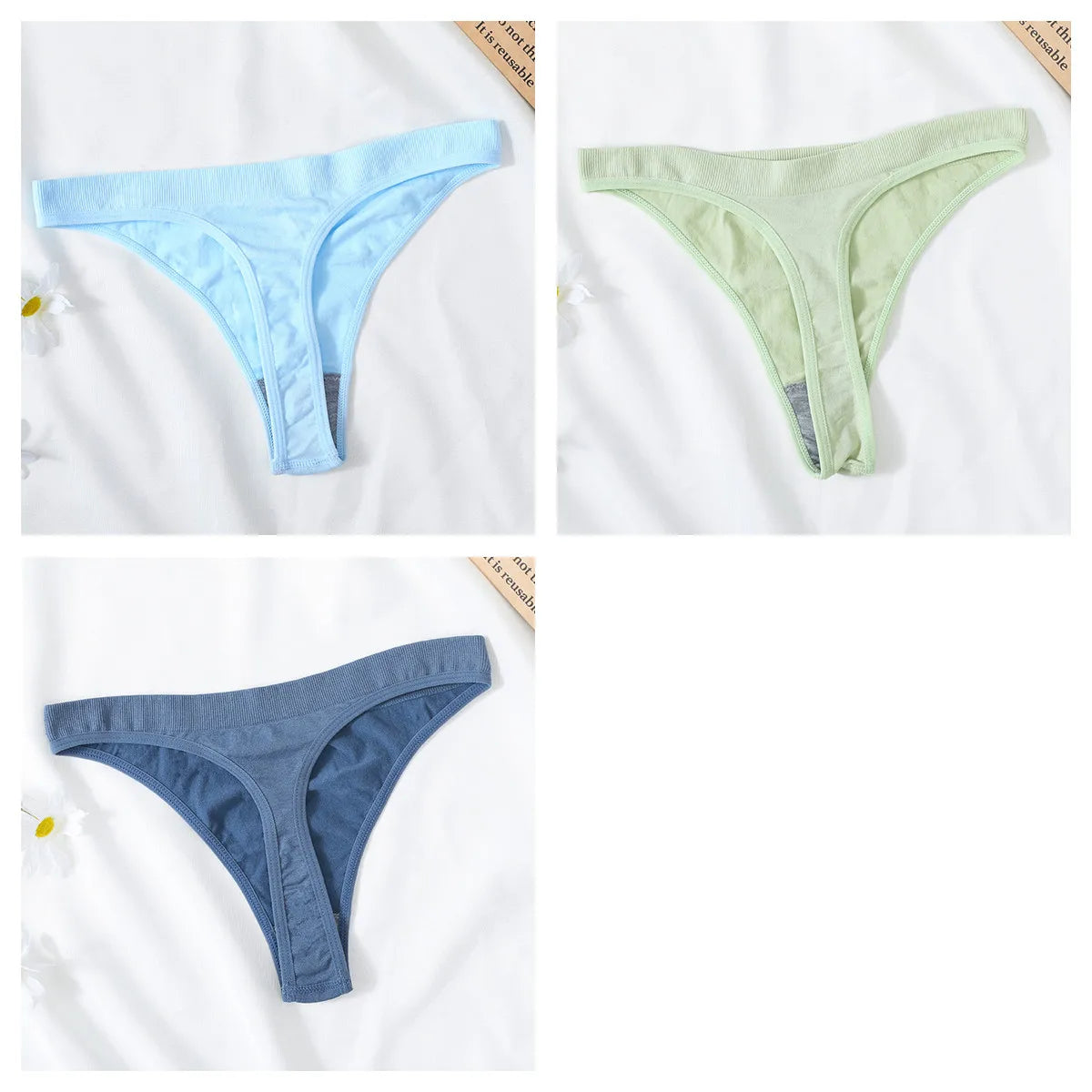 3PCS/Set Seamless G-string Panties Women Underwear Female Underpants Low Waist Thong Sexy Lingerie Seamless Sports Panties