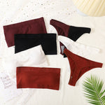 Women Strapless Bra And Panties Set Bandeau Bra High Waist Thong Seamless Underwear Sexy Tube Bra Female Sexy Lingerie Set M-XL