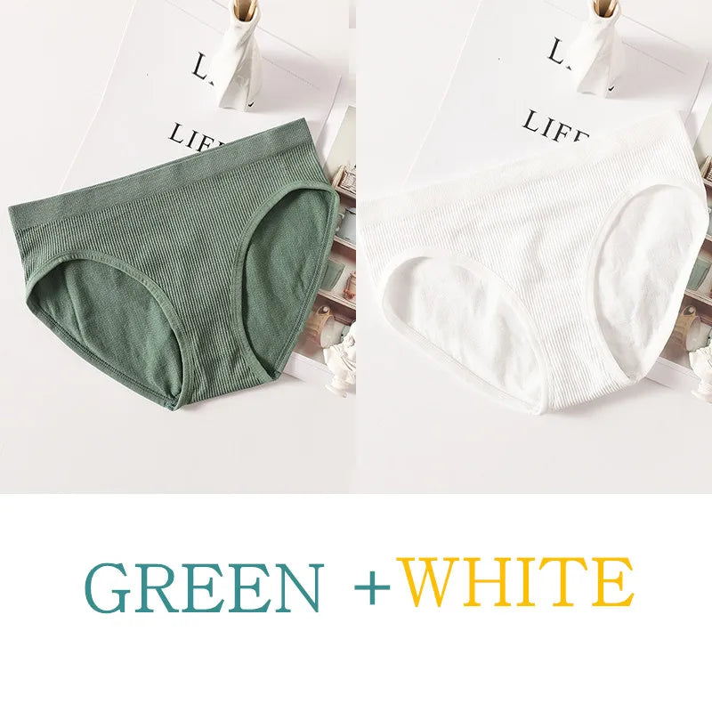 2Pcs/Set Women Panties Low Rise Briefs Seamless Underwear Female Full Coverage Back Bottoms Sports Underpants Sexy Lingerie M-L