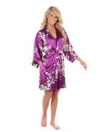 Wholesale Flower&Peacock Kimono Bathrobe Women Satin Soft Sleepwear Sexy Mini Bride Bridesmaid Wedding Robe Dressing Party Gown