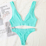 Women Seamless Bra And Panties Set Sexy Ribbed Bra Top Low Waist Thongs Wire-free Brassiere No Pads Comfort Intimates M-XL