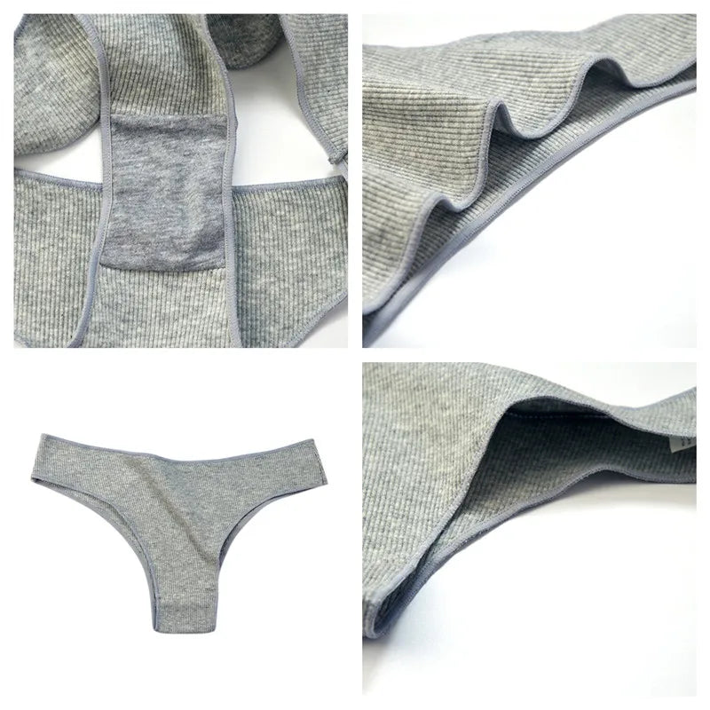 4Pcs/Set Cotton Panties Women Breathable Briefs Soild Underwear Female Underpants Low Waist Brazilian Panty Sexy Lingerie M-XL