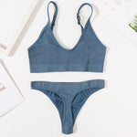 Women Seamless Bra And Panties Set Low Rise Thongs U-Shape Back Crop Top Bralette Comfort Sport Underwear Sexy Lingerie Set