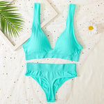 Women Push-Up Bra And Panties Set Sexy Lingerie V-neck Non-wire Bralette with Removable Pads Seamless Crop Top High Waist Thong