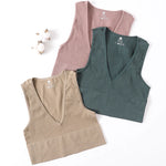 Deep V-Neck Crop Top 18 Colors Slim Fit Tank Stretchy Sleeveless Crop Vest Casual Ribbed Knit Top Low Cut Summer Camisole M-XL