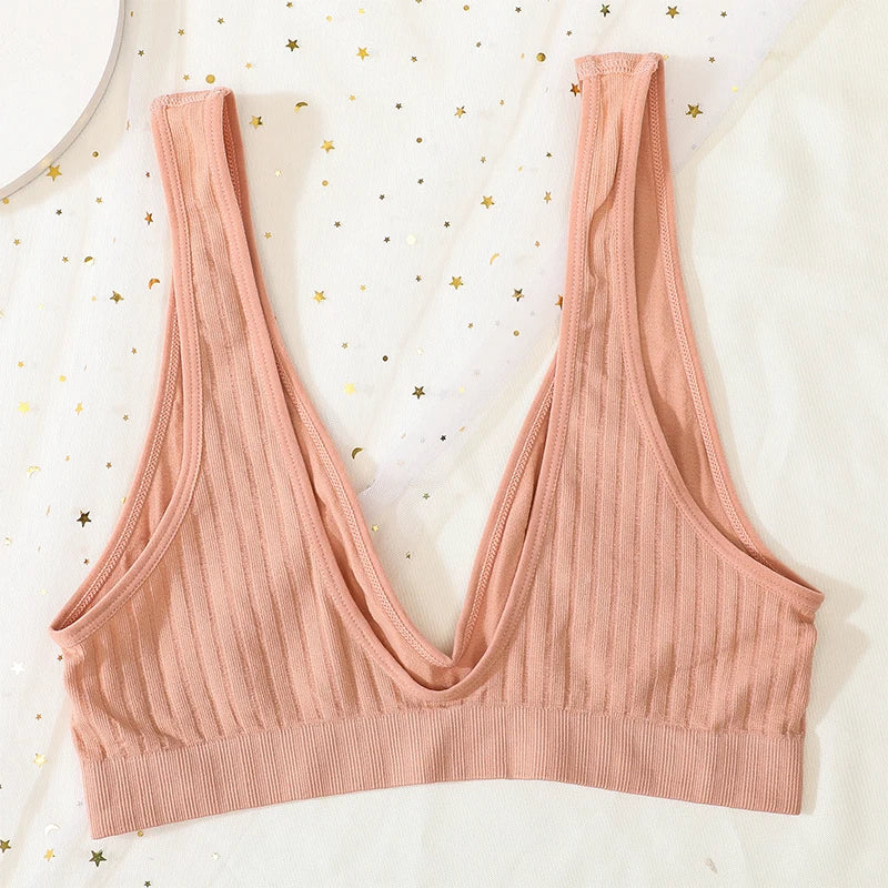 Seamless Tube Top Push-up Bras for Women Deep V Neck Underwear Low Back Brassiere Unlined Sexy Lingerie Crop Top Women Bralette