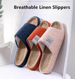 Breathable Flax Slippers Women Men Indoor Mute Slipper Anti-slip Lovers House Floor Shoes SoftLadies Summer Home Slides