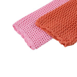 Women Summer Crop Tops Splicing Crochet Square Neck Long Sleeves Knitted T-shirt Tops 2021 Streetwear for Girls Green