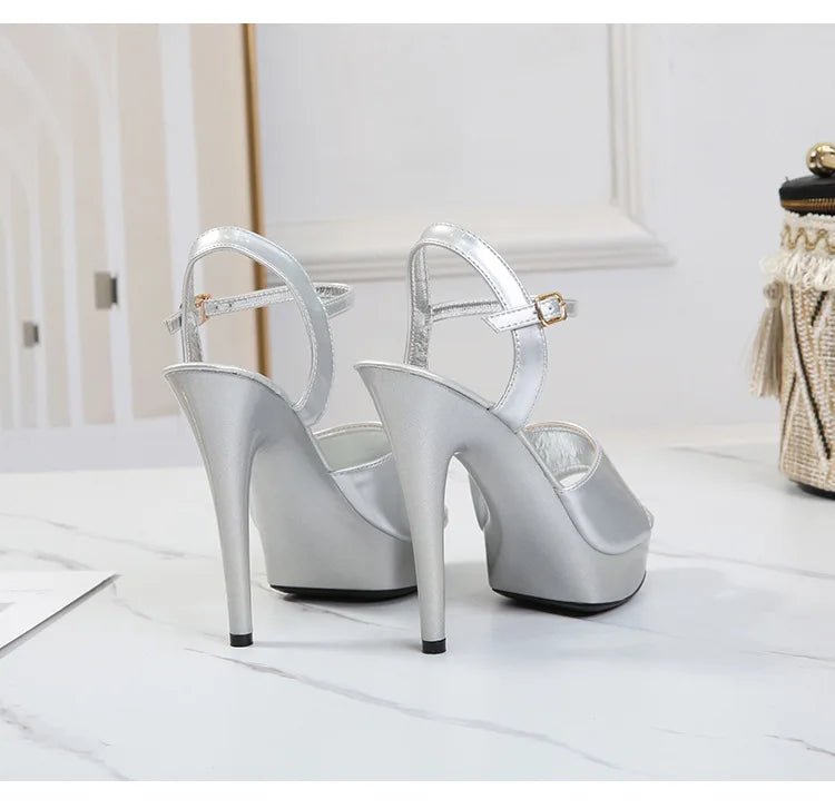 Womens High Heels Sandals 13cm Sexy Stripper Party Pumps Shoes Women Gladiator Platform Candy Color Sandals9j4r