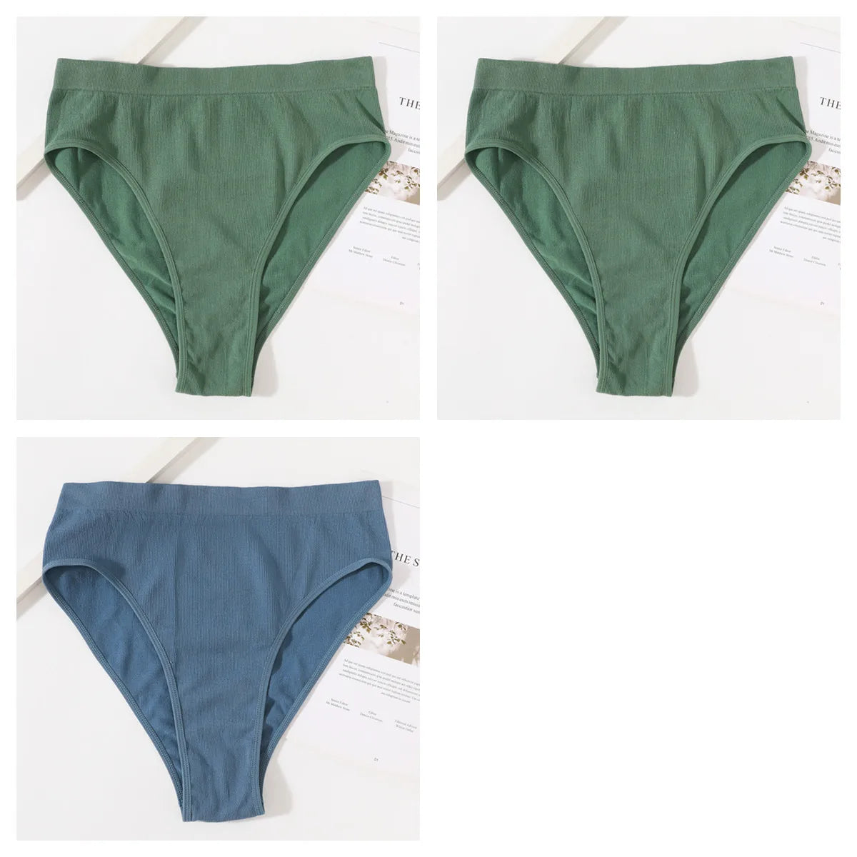3Pcs/Set Seamless Panties Women High Waist Briefs High Cut Sports Bottom Underwear Female Stretch Rib Underpants Sexy Lingerie