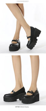 Spring Autumn Chunky Heel Vintage Lolita Shoes Women Platform Shoes Mary Jane Buckle Strap School Shoes For Girls Blackty7
