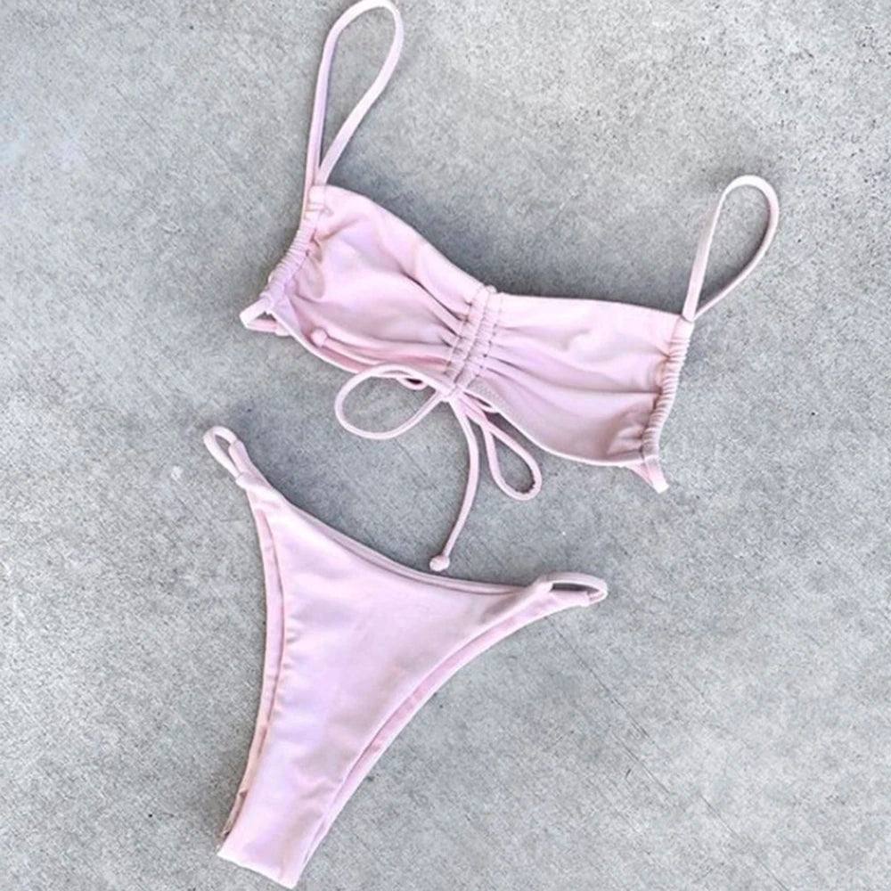 ZTVitality Pink Bikinis Sexy Push Up Bikini 2020 Hot Sale Padded String Bandage Low Waist Swimsuit Female Swimwear Women Biquini