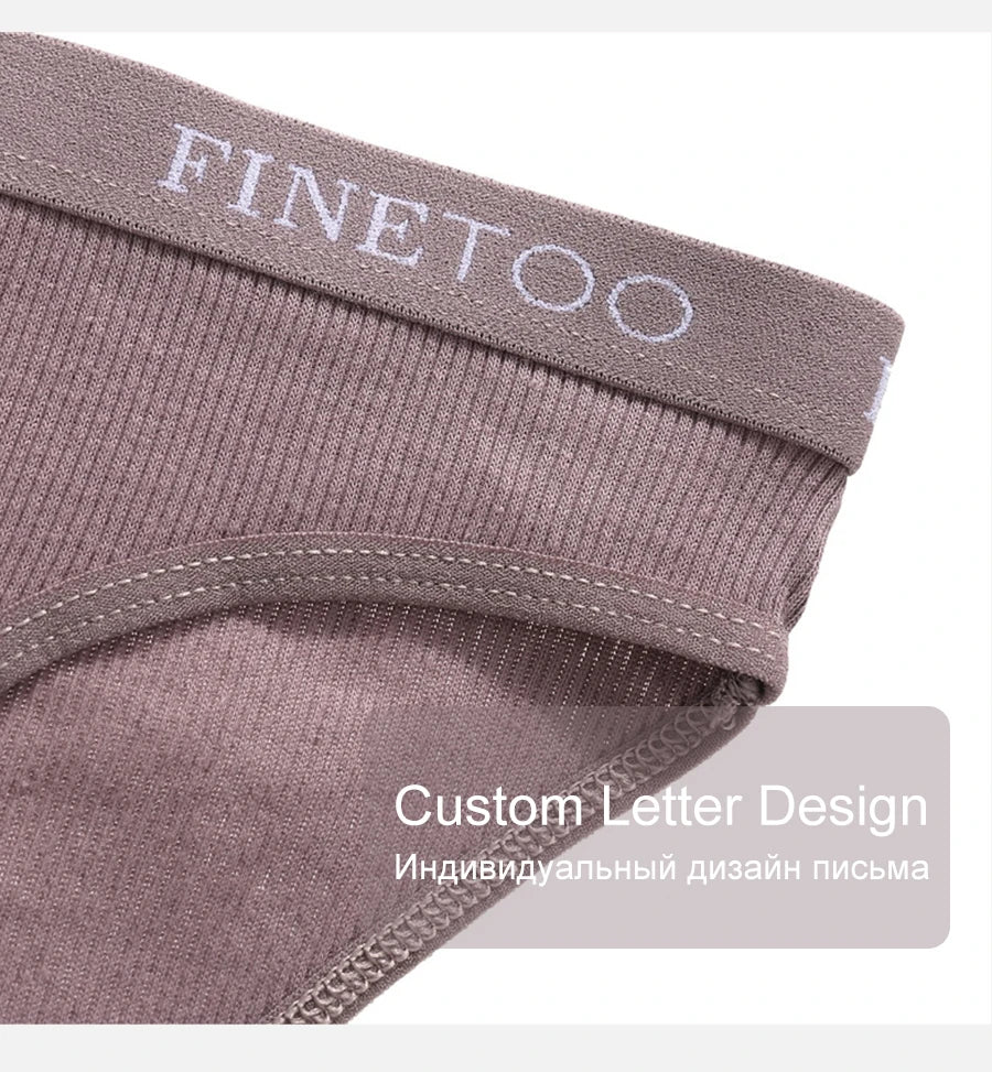FINETOO 3PCS/Set Women's Underwear Cotton Panty Sexy Panties Female Underpants Solid Color Panty Intimates Women Lingerie M-2XL