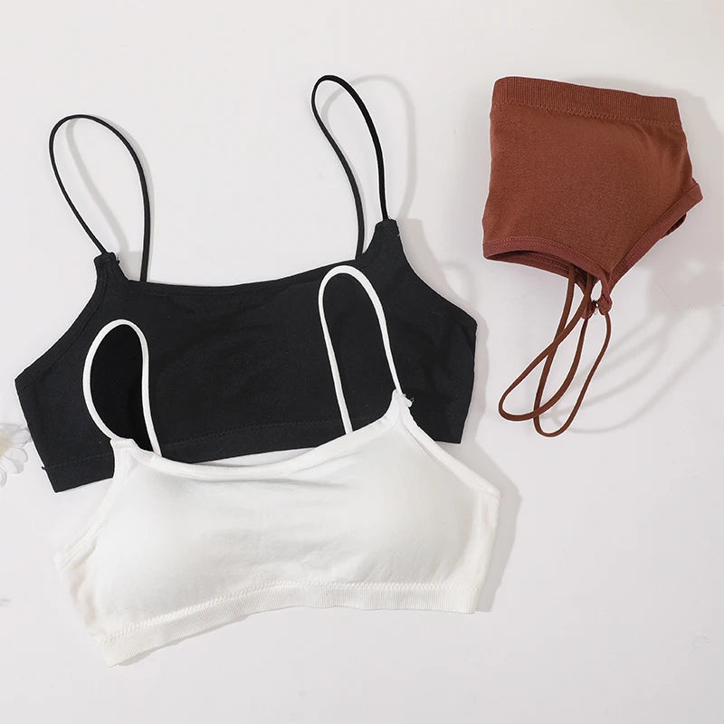 Women Low Back Crop Top Push Up Bras Seamless Underwear Thin Strap Camisole Sexy Lingerie Female Backless Bralette Tanks Top