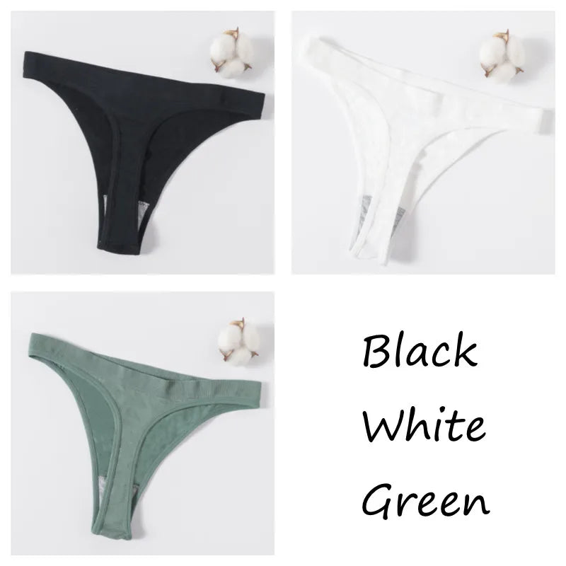 3Pcs/Set Women Brazilian Panties High Rise G-string Thongs Female Underpants Sexy Lingerie Sports Seamless Underwear M-XL T-Back