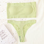 Women Strapless Bra And Panties Set Bandeau Bra High Waist Thong Seamless Underwear Sexy Tube Bra Female Sexy Lingerie Set M-XL