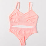 Women Buttery Soft Bra And Panties Set Push-Up Unlined Brassiere Breathable Ribbed Underwear Stretchy Crop Top Sexy Lingerie Set