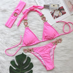Diamond Rhinestone BikiniFemale Swimsuit Women Swimwear Two-pieces Bikini set With Hairbands Bather Bathing Suit Swim V3047G