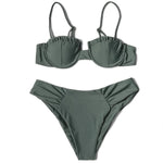 ZTVitality Solid Swimwear Women 2025 Newest Push Up Sexy Bikini Padded Bra Underwire Mid Waist Folds Swimsuit Brazilian Biquini