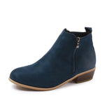 gyh Spring Women Ankle Boots Square Mid Heel Zip Shoes Woman Pointed Toe Shoes Female Classic Blue Autumn Boots Plus Size