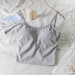 Women Crop Tops U-Back Tanks Top Female Cotton Underwear Summer Twist Back Cami Padded Top Beauty Back Removable Pads Camisoles