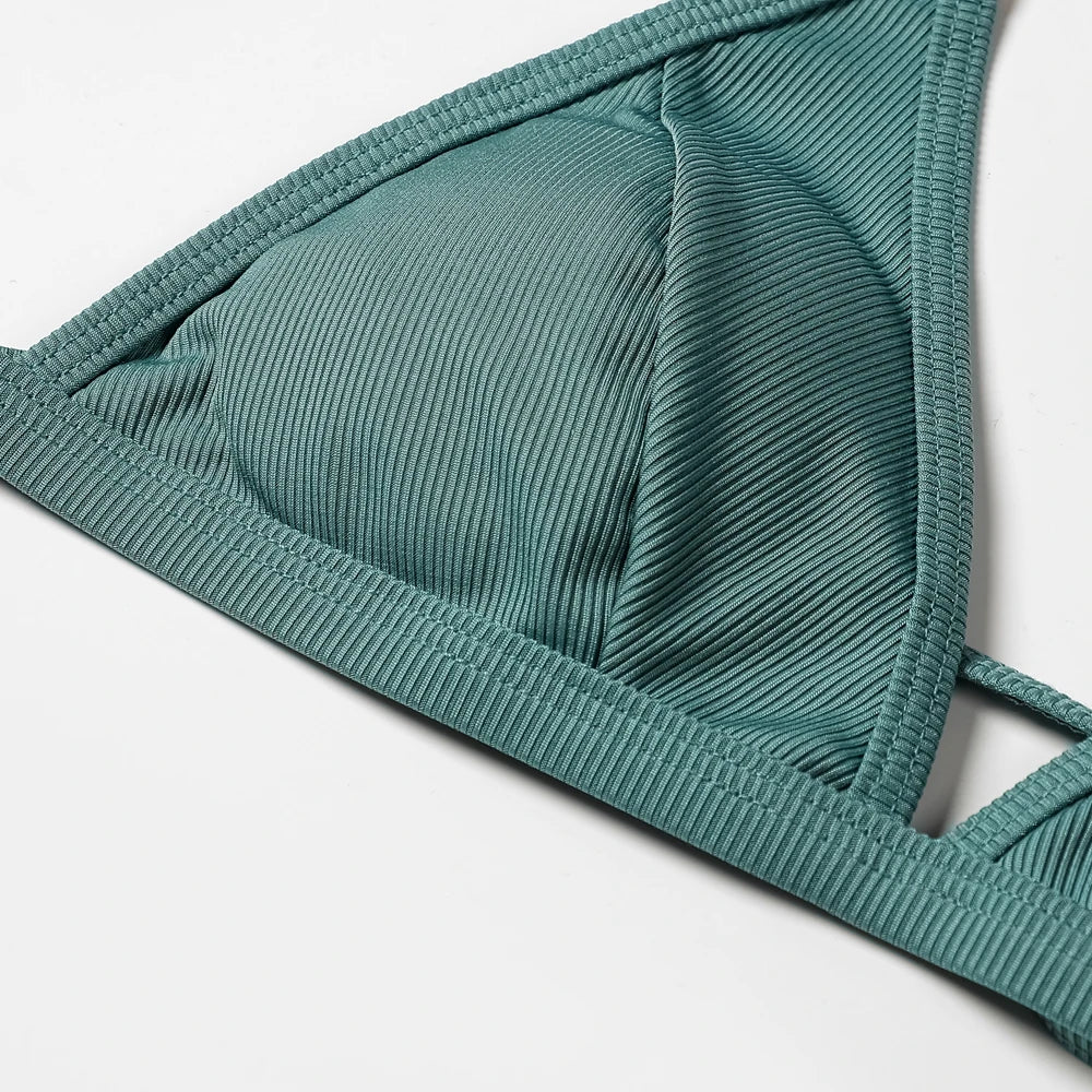 ZTVitality Sexy Solid Push Up Bikini 2025 New Arrival Padded Bra High Leg Swimsuit Ring Bandage Swimwear Women Brazilian Biquini
