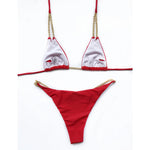 Sexy Halter Metal Chains Brazilian Bikini 2025 Women Swimsuit Female Swimwear Two Pieces Bikini Set Bathing Suit Swim Beach Wear