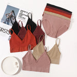 Women Seamless Bra And Panties Set U Back Bra Crop Top Sexy Lingerie Set No Pads Brassiere Low Rise Briefs Ladies Underwear Set