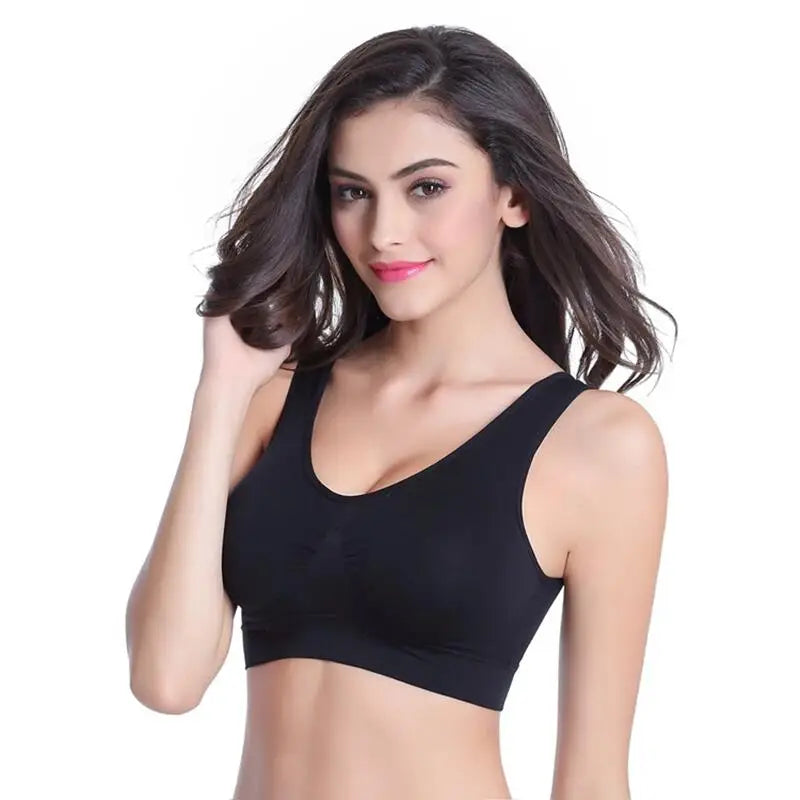 Shockproof Sports Yoga Bra for Women Removable Breast Pad S-7XL Sexy Elastic Back Cotton Sleep Bra Comfortable Sleepwear Top