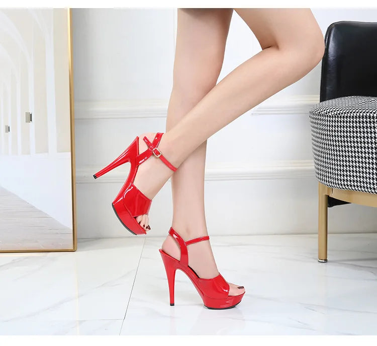 Womens High Heels Sandals 13cm Sexy Stripper Party Pumps Shoes Women Gladiator Platform Candy Color Sandals9j4r