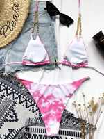 Sexy Halter Metal Chains Brazilian Bikini 2025 Women Swimsuit Female Swimwear Two Pieces Bikini Set Bathing Suit Swim Beach Wear