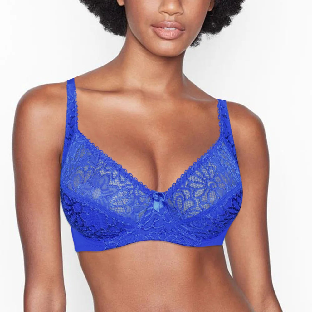 Plus Size Bras For Women Lace Bra Femme Transparent Large Brassiere Tops Underwear Sexy Lingerie C D DD E F Cup