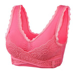 Front Cross Buckle Lace Bra Adjustment Gathering Women's Underwear Yoga Running Vest Seamless Without Steel Ring Brassiere