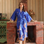 Hot Sale Black Summer Satin Kimono Bathrobe Women Bride Bridesmaid Wedding Robe Dress Gown Sexy Flower Long Sleepwear M-3XL