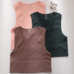Deep V-Neck Crop Top 18 Colors Slim Fit Tank Stretchy Sleeveless Crop Vest Casual Ribbed Knit Top Low Cut Summer Camisole M-XL
