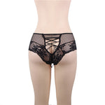 Pink High Waist Lace Strappy Panty for Women Sexy See Through Mesh Thong Underwear Plus Size Breathable