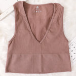 Summer Crop Top Women V-Neck Tanks Sexy Lingerie Sleeveless Short Tee Rib Fitness Underwear Sport Seamless Bra Tops Camisole