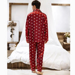 Lovers Print Dot Pajamas Set Couples Satin Pijamas Sleepwear Men&Women Causal Pyjamas Nightwear Plus Size 3XL 4XL Home Longewear
