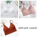 3Pcs/Set Women Sexy Crop Tops Seamless Bra Female Streetwear Sport Crop Top Tee Solid Color Underwear Lingerie Push Up Bra