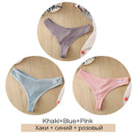 3Pcs/Set Women Cotton Thongs Panties Sexy Low Waist G-String Briefs Ladies Brazilian Lingerie Girls Breathable Intimates Bikini