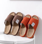 Breathable Flax Slippers Women Men Indoor Mute Slipper Anti-slip Lovers House Floor Shoes SoftLadies Summer Home Slides
