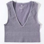 Deep V-Neck Crop Top 18 Colors Slim Fit Tank Stretchy Sleeveless Crop Vest Casual Ribbed Knit Top Low Cut Summer Camisole M-XL