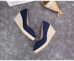 Suede princess women wedge shoes pointed toe pumps high heels platform Mary Jane office lady pumps party espadrilles cute shoesb